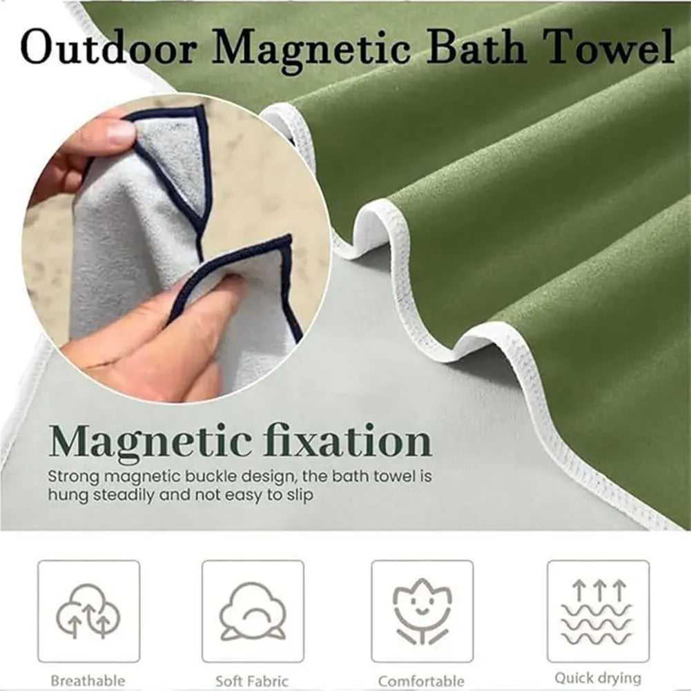 Outdoor Magnetic Bath Towel Coral Absorbs Moisture Fleece Beach Towel Quick Dry Towel for Swimming Pool Camping Beach Accessory